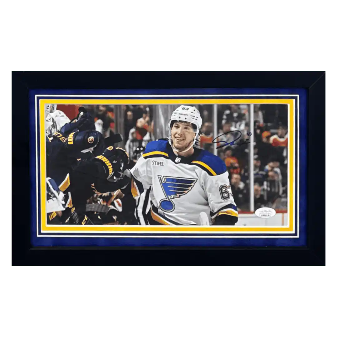 Jake Neighbours St Louis Blues Autographed Framed Mini Panoramic - Fan Cave COA
