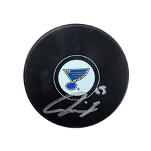 Jake Neighbours St Louis Blues Autographed Logo Puck - Fan Cave COA