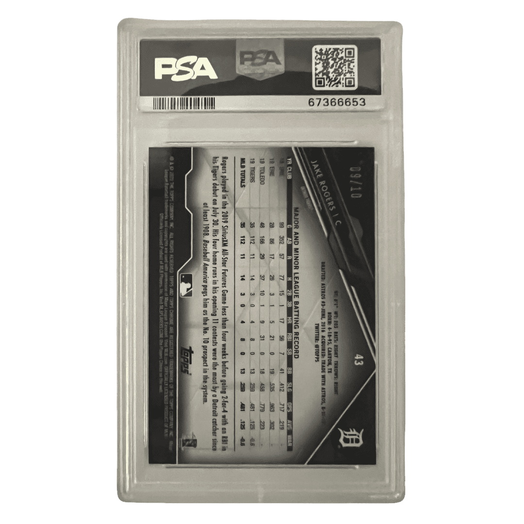 Jake Rogers PSA 10 2020 Topps Chrome Black Red Refractor Card #43