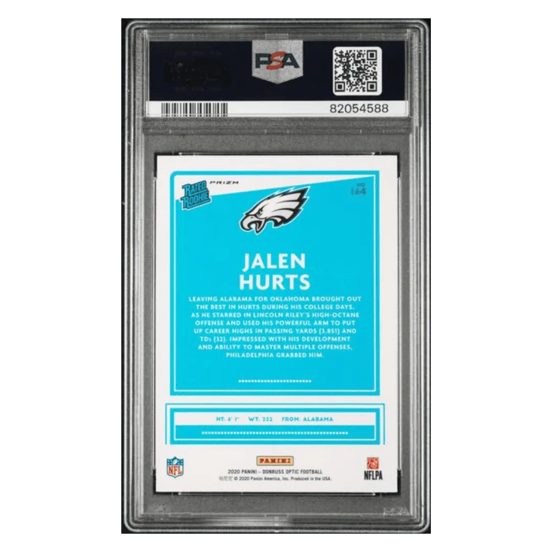 Jalen Hurts PSA 10 2020 Panini Donruss Optic Blue Scope Rated Rookie Card #164
