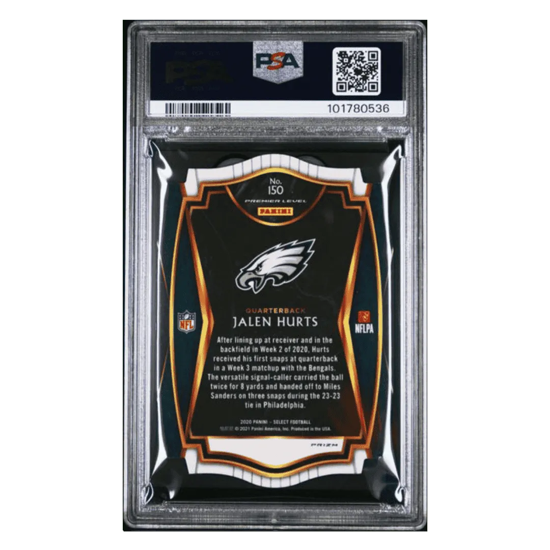 Jalen Hurts PSA 8 2020 Panini Select Die Cut Tri Color Prizm Rookie RC Card #150