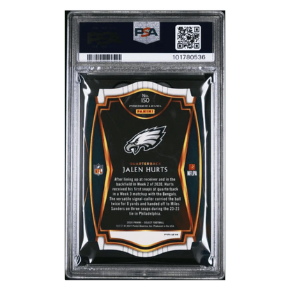 Jalen Hurts PSA 8 2020 Panini Select Die Cut Tri Color Prizm Rookie RC Card #150