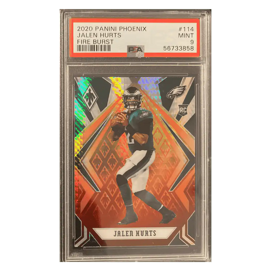 Jalen Hurts PSA 9 2020 Panini Phoenix Fire Burst Rookie RC Card #114