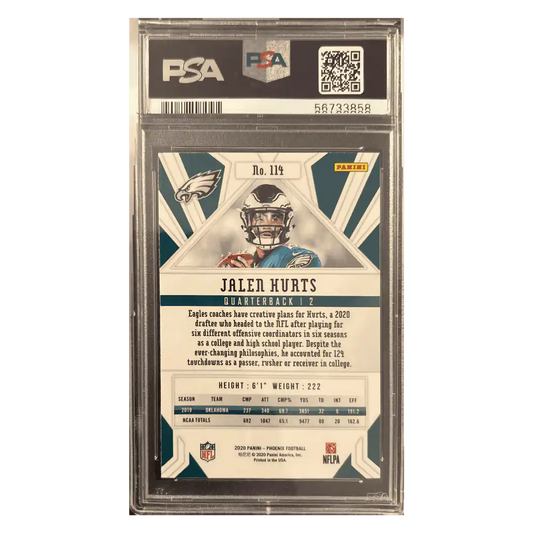 Jalen Hurts PSA 9 2020 Panini Phoenix Fire Burst Rookie RC Card #114