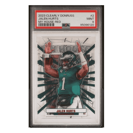 Jalen Hurts PSA 9 2023 Panini Clearly Donruss My House Red #d /100 Card #2