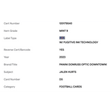 Jalen Hurts PSA 9 2023 Panini Donruss Optic Downtown! Card #D5