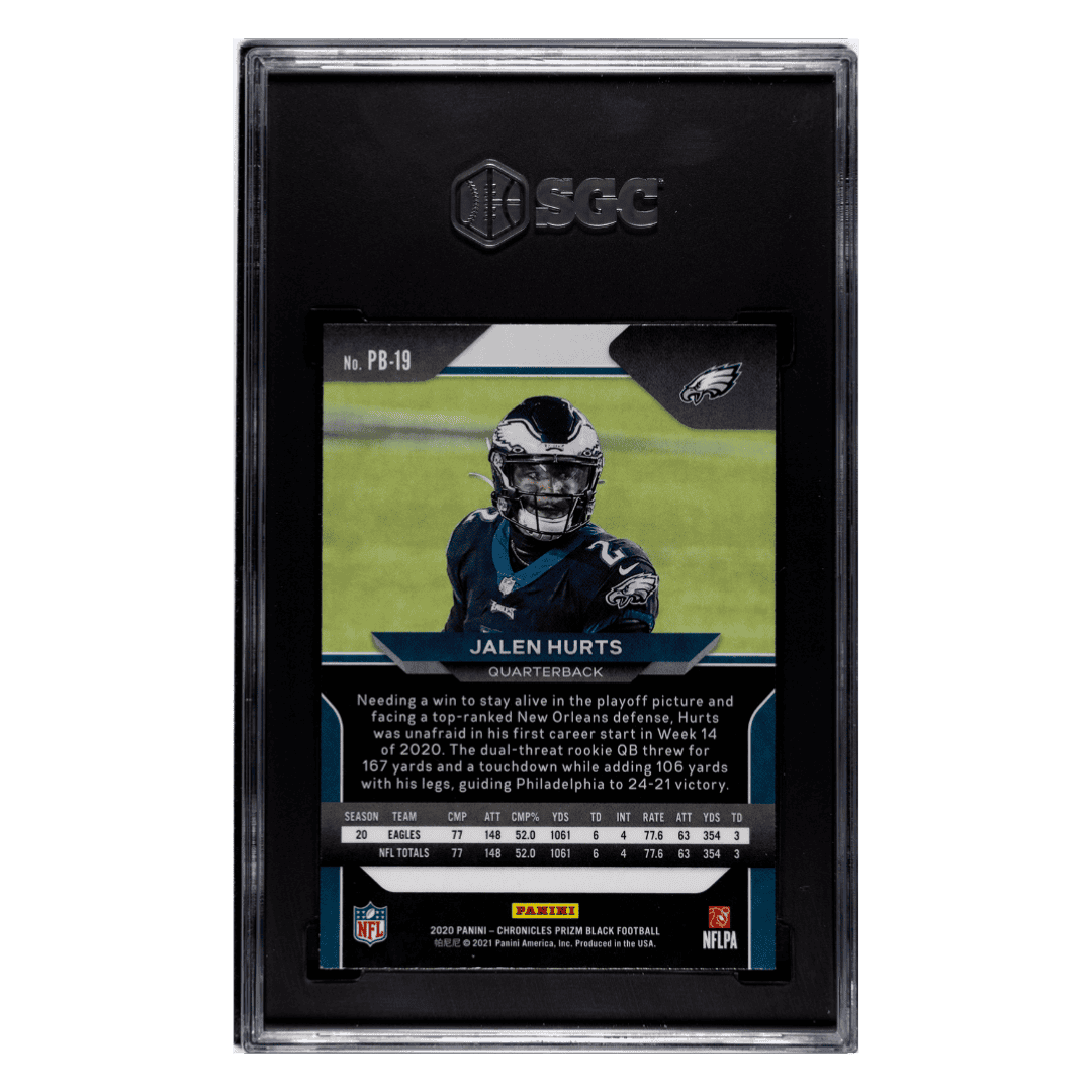 Jalen Hurts SGC 10 2020 Panini Chronicles Prizm Black Red Rookie RC Card #PB-19
