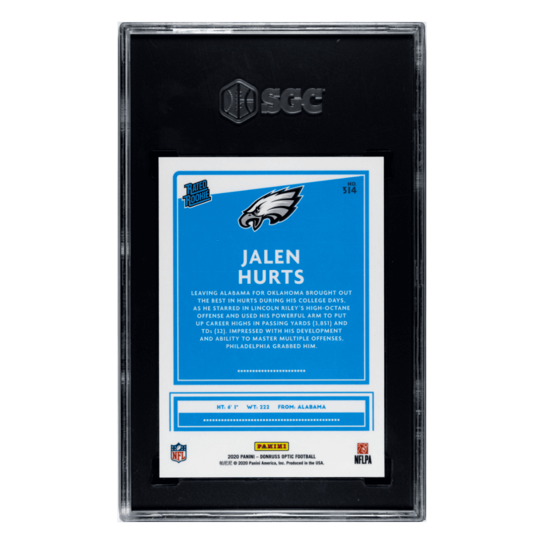 Jalen Hurts SGC 9.5 2020 Panini Donruss Optic Variation Rated Rookie Card #314