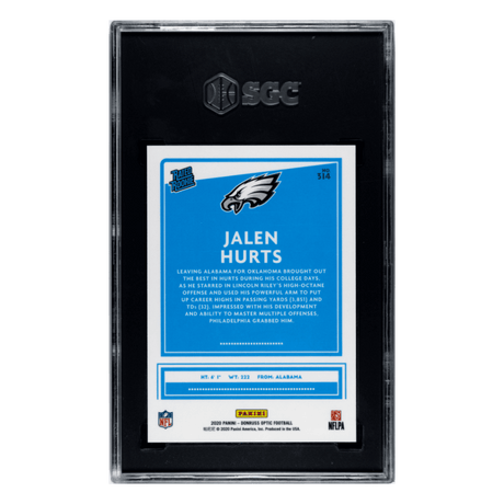 Jalen Hurts SGC 9.5 2020 Panini Donruss Optic Variation Rated Rookie Card #314