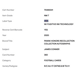 James Conner PSA 7 2020 Panini Honors Recollection Collection Autographs #1/1 Card #360