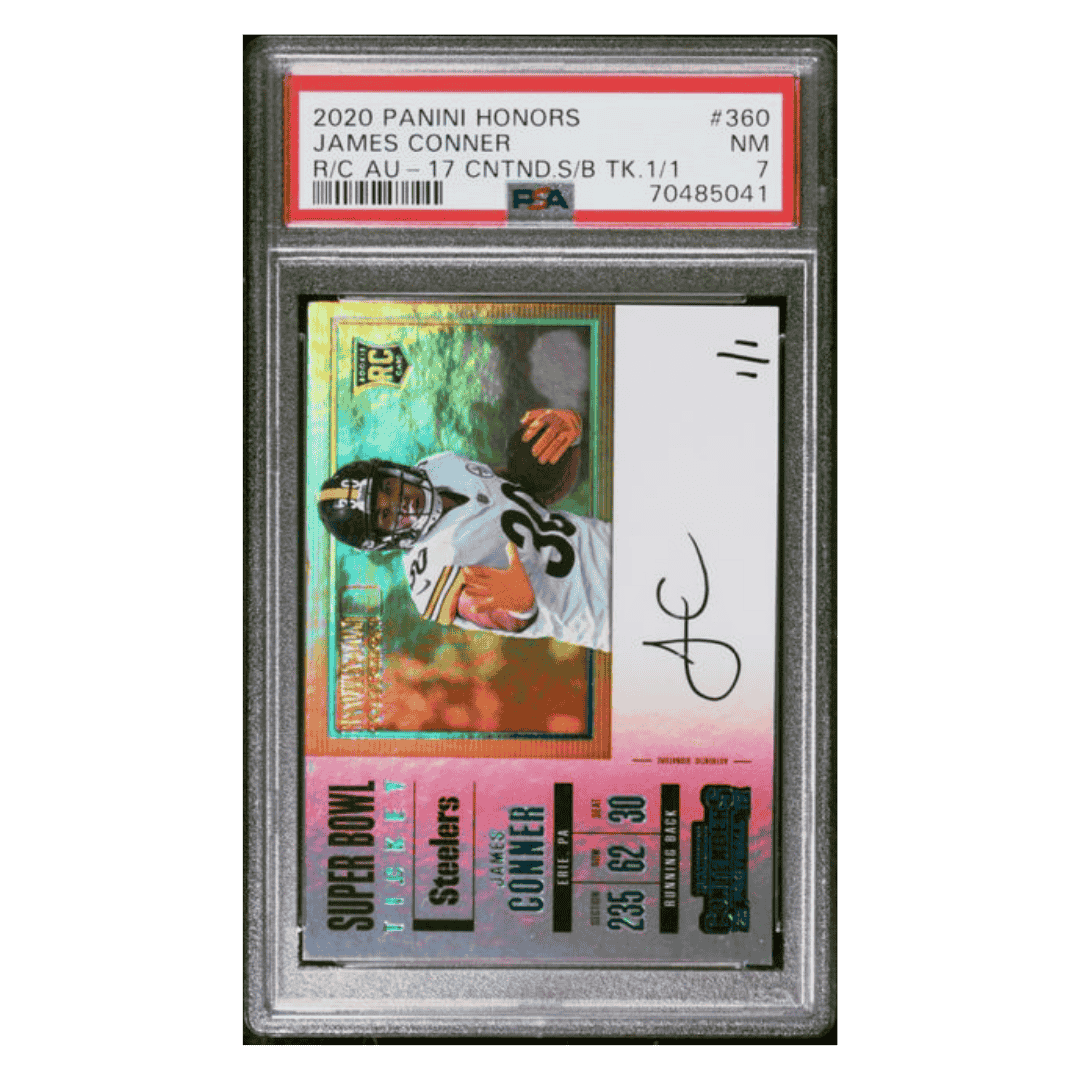 James Conner PSA 7 2020 Panini Honors Recollection Collection Autographs #1/1 Card #360