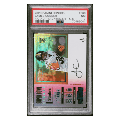 James Conner PSA 7 2020 Panini Honors Recollection Collection Autographs #1/1 Card #360