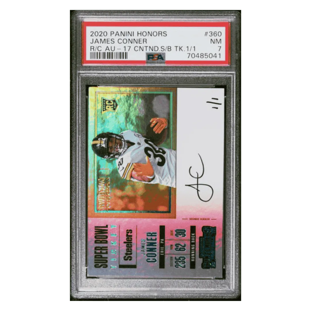James Conner PSA 7 2020 Panini Honors Recollection Collection Autographs #1/1 Card #360
