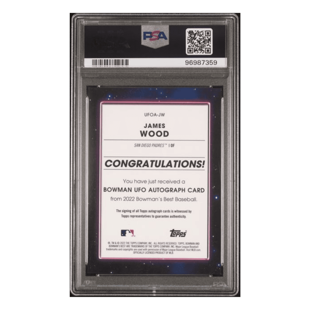 James Wood PSA 10 2022 Bowman's Best UFO Autograph #d/250 Card #UFOAJW