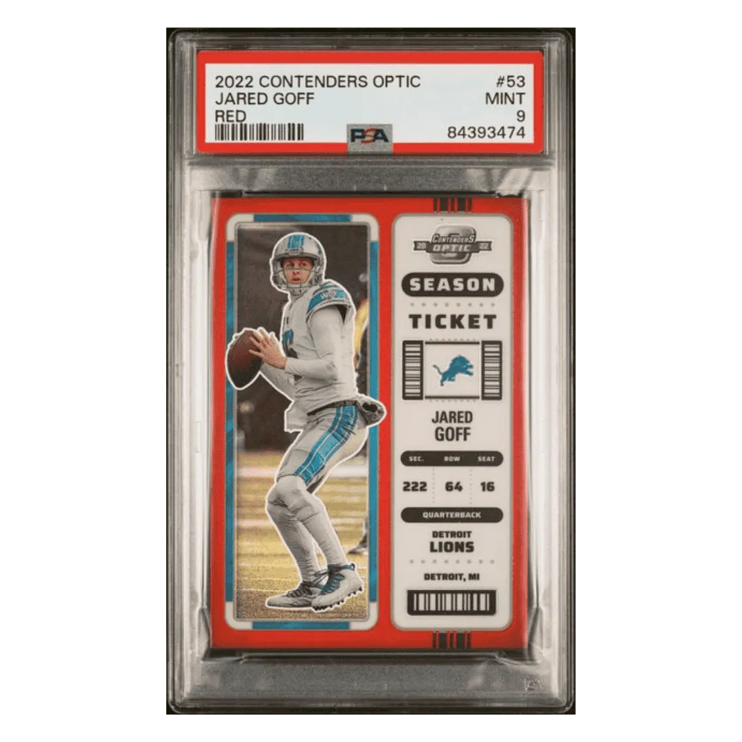 Jared Goff PSA 9 2022 Panini Contenders Optic Red #d/ 175 Card #53