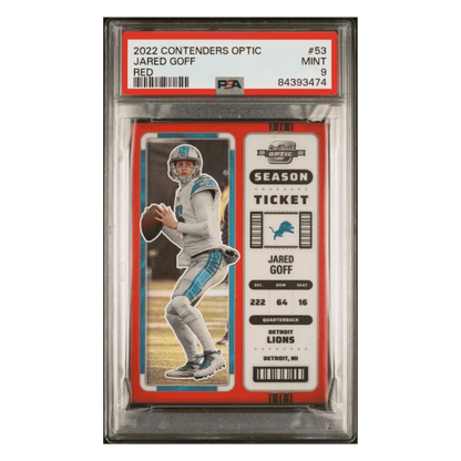 Jared Goff PSA 9 2022 Panini Contenders Optic Red #d/ 175 Card #53