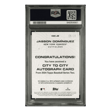 Jasson Dominguez PSA 9 2024 Topps City to City Autograph Red Rookie RC #d/ 25 Card #C2CJD