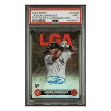 Jasson Dominguez PSA 9 2024 Topps City to City Autograph Red Rookie RC #d/ 25 Card #C2CJD
