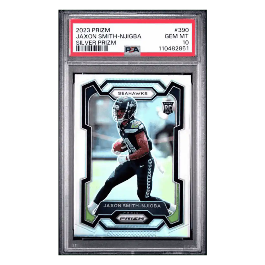 Jaxon Smith-Njigba PSA 10 2023 Panini Prizm Silver Prizm Rookie RC Card #390
