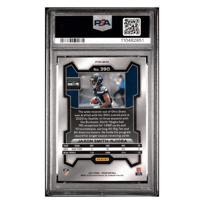 Jaxon Smith-Njigba PSA 10 2023 Panini Prizm Silver Prizm Rookie RC Card #390
