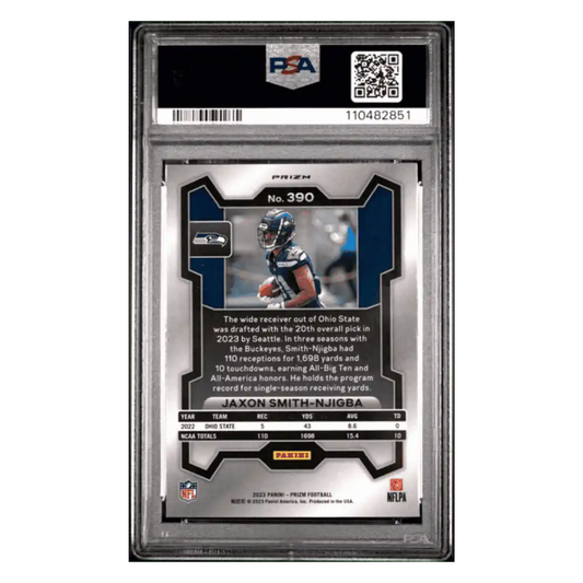 Jaxon Smith-Njigba PSA 10 2023 Panini Prizm Silver Prizm Rookie RC Card #390