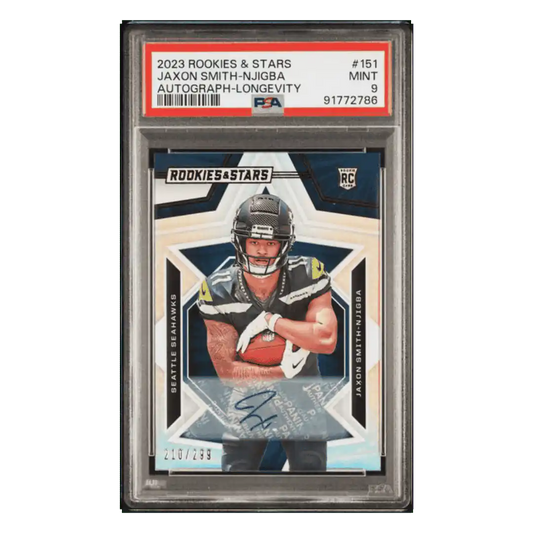 Jaxon Smith-Njigba PSA 9 2023 Panini Rookies & Stars Autograph Longevity Rookie RC #d/ 299 Card #151