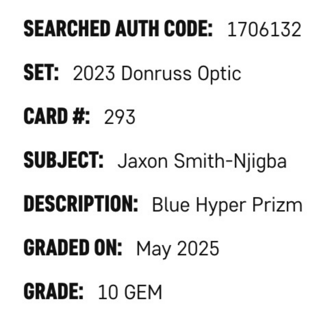 Jaxon Smith-Njigba SGC 10 2023 Panini Donruss Optic Blue Hyper Prizm Rated Rookie Card #293