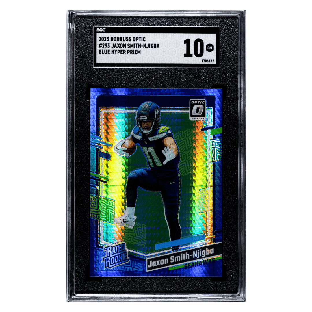 Jaxon Smith-Njigba SGC 10 2023 Panini Donruss Optic Blue Hyper Prizm Rated Rookie Card #293