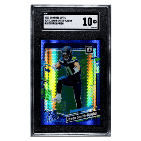 Jaxon Smith-Njigba SGC 10 2023 Panini Donruss Optic Blue Hyper Prizm Rated Rookie Card #293