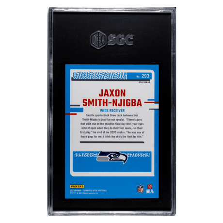 Jaxon Smith-Njigba SGC 10 2023 Panini Donruss Optic Blue Hyper Prizm Rated Rookie Card #293