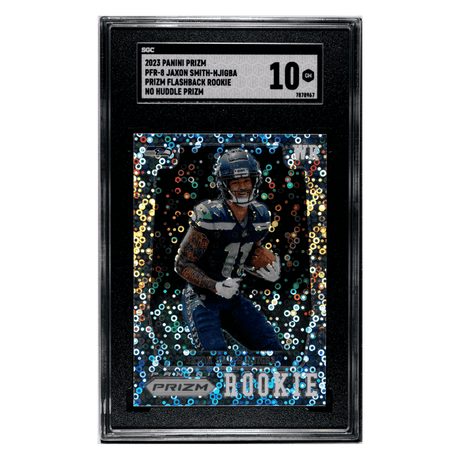 Jaxon Smith-Njigba SGC 10 2023 Panini Prizm Flashback Rookie No Huddle Prizm Card #PFR-8