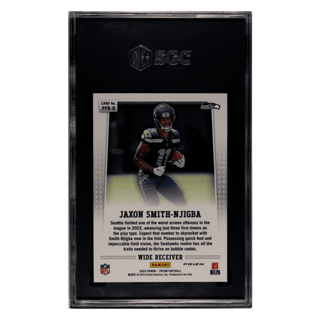 Jaxon Smith-Njigba SGC 10 2023 Panini Prizm Flashback Rookie No Huddle Prizm Card #PFR-8