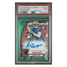 Jaxson Dart PSA 9 2024 Bowman University Chrome - Chrome Prospect Autograph Green Refractor Card #PAJDA