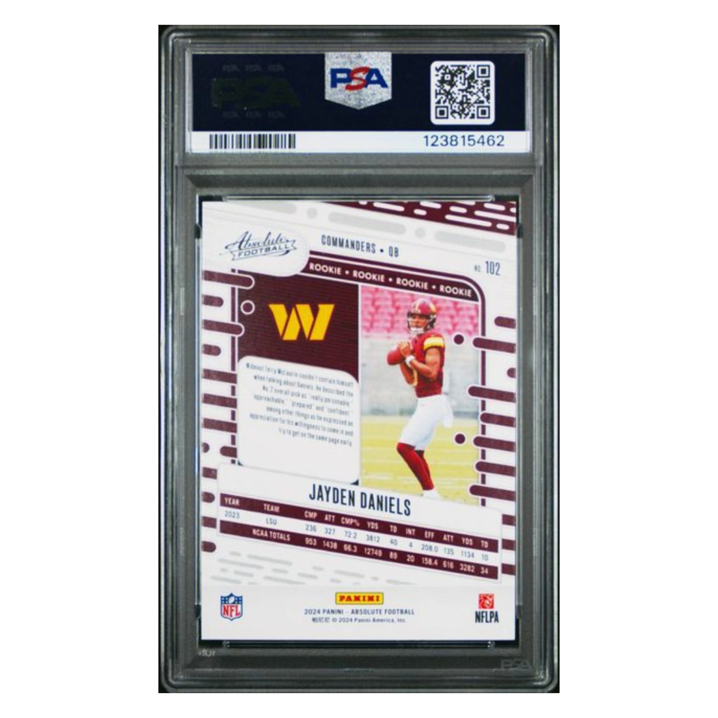 Jayden Daniels PSA 10 2024 Panini Absolute Rookie RC Card #102