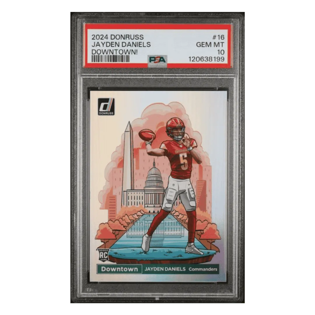 Jayden Daniels PSA 10 2024 Panini Donruss Downtown! Rookie RC Card #16