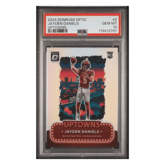 Jayden Daniels PSA 10 2024 Panini Donruss Optic Uptowns Rookie RC Card #2
