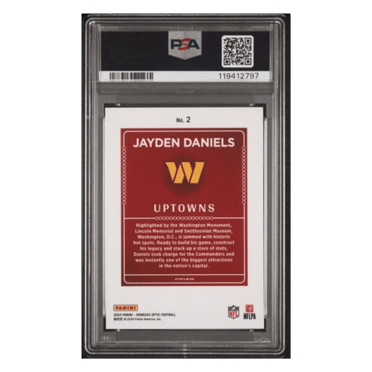 Jayden Daniels PSA 10 2024 Panini Donruss Optic Uptowns Rookie RC Card #2