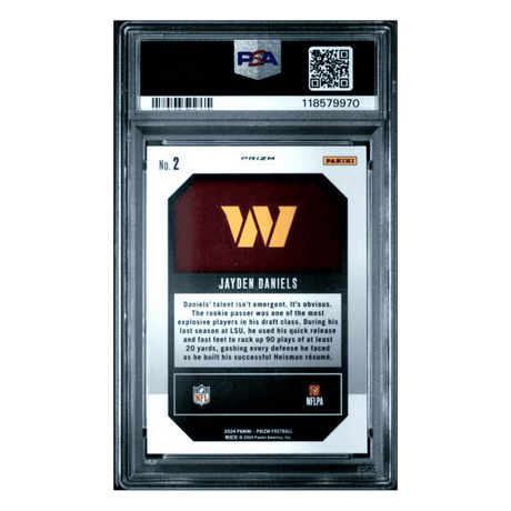 Jayden Daniels PSA 10 2024 Panini Prizm Emergent Green Prizm Rookie RC Card #2