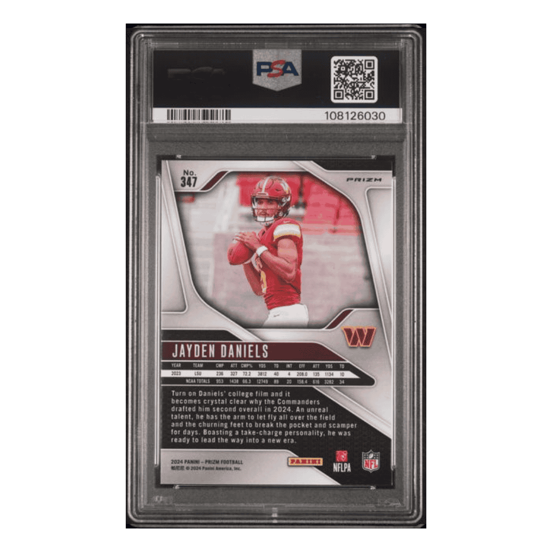 Jayden Daniels PSA 10 2024 Panini Prizm Lazer Rookie RC Card #347