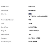 Jayden Daniels PSA 10 2024 Panini Prizm Lazer Rookie RC Card #347