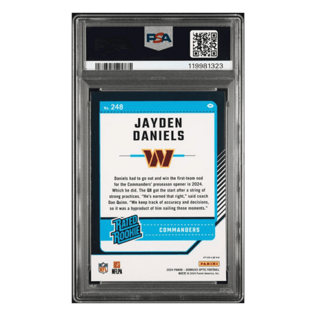 Jayden Daniels PSA 9 2024 Panini Donruss Optic Green Hyper Rated Rookie Card #248