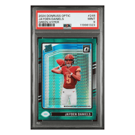 Jayden Daniels PSA 9 2024 Panini Donruss Optic Green Hyper Rated Rookie Card #248