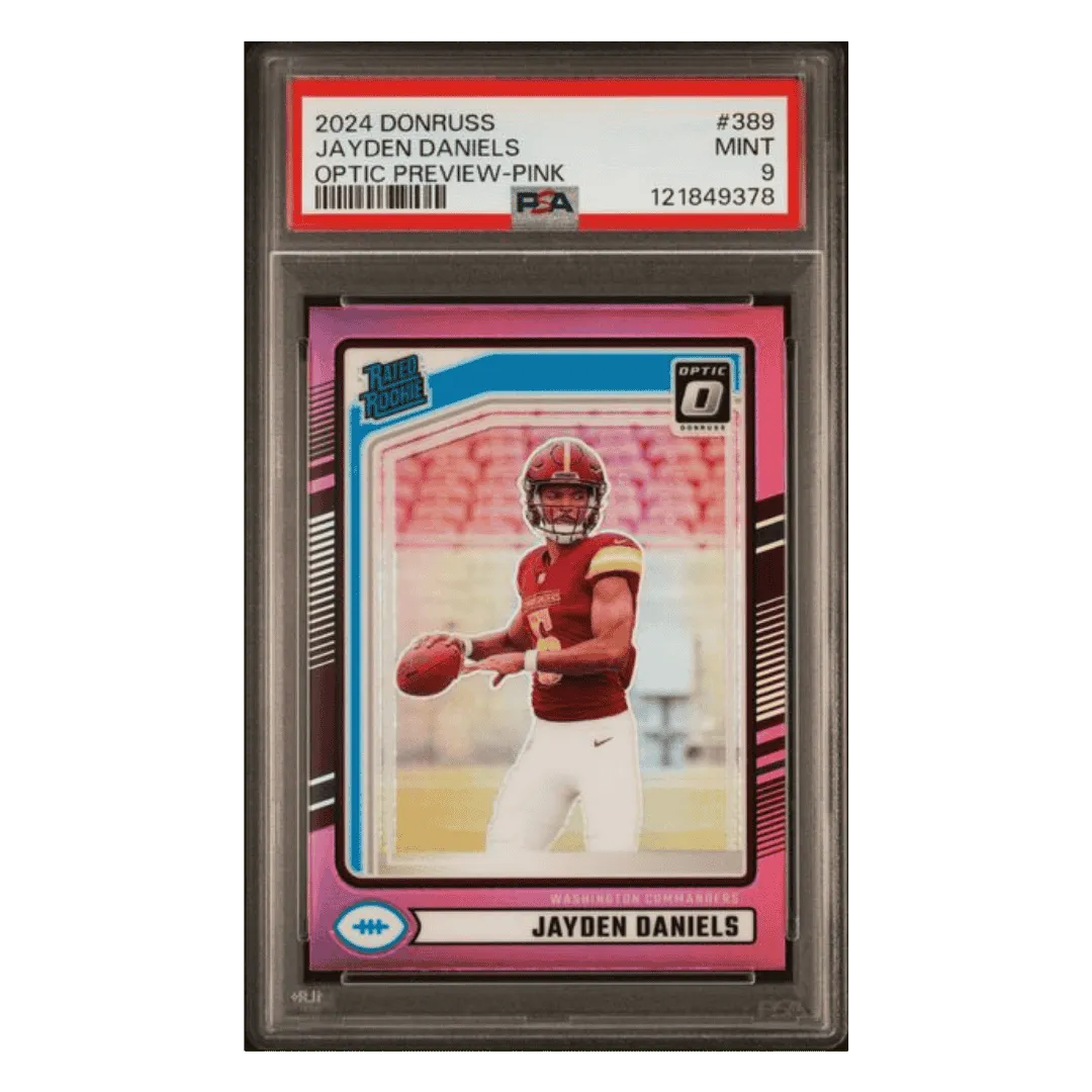 Jayden Daniels PSA 9 2024 Panini Donruss Optic Preview Pink Rated Rookie Card #389