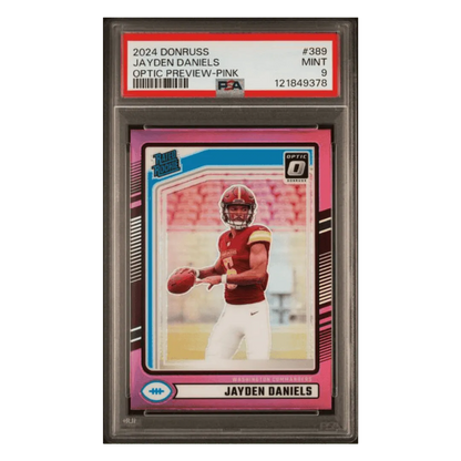 Jayden Daniels PSA 9 2024 Panini Donruss Optic Preview Pink Rated Rookie Card #389