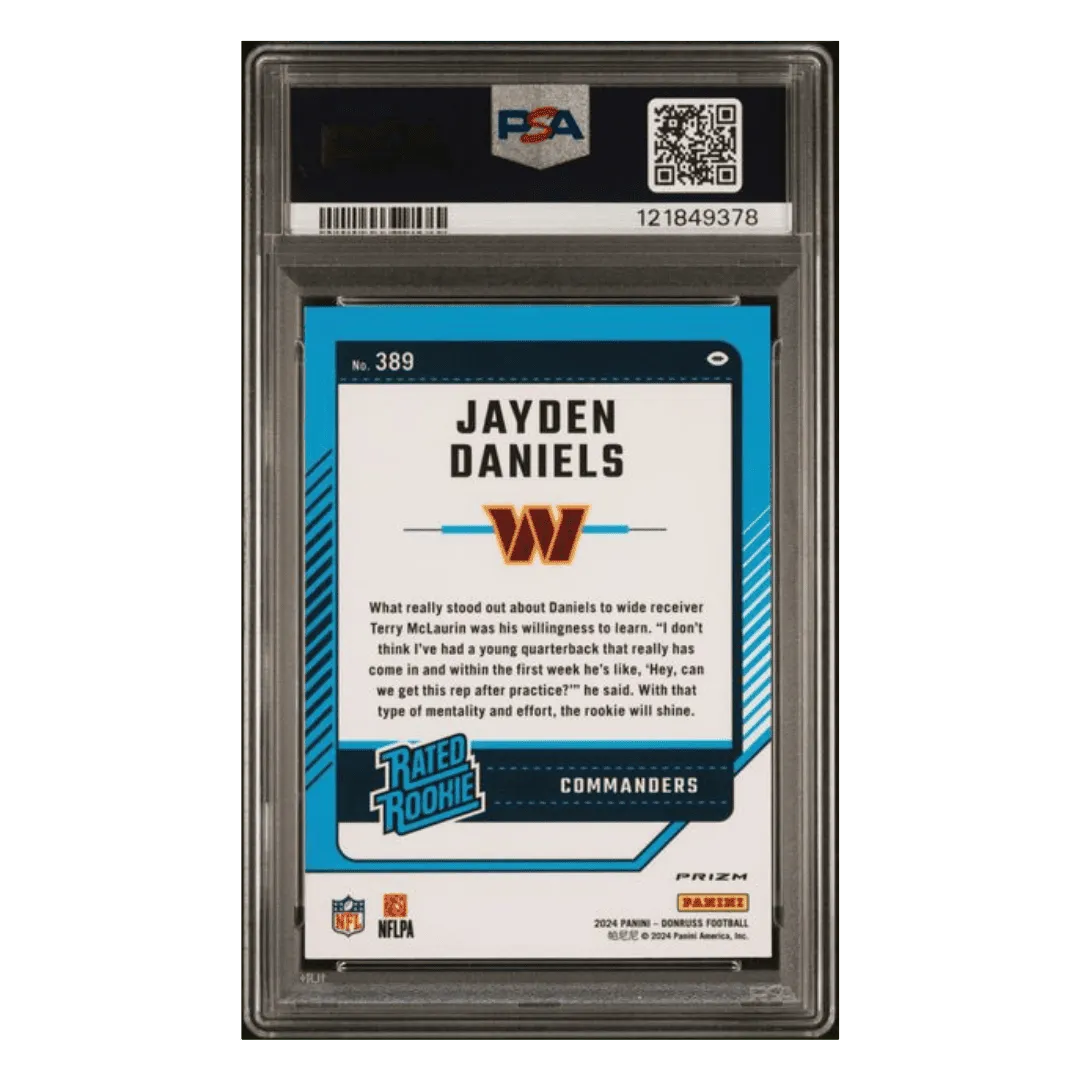 Jayden Daniels PSA 9 2024 Panini Donruss Optic Preview Pink Rated Rookie Card #389