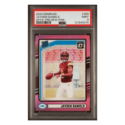 Jayden Daniels PSA 9 2024 Panini Donruss Optic Preview Pink Rated Rookie Card #389