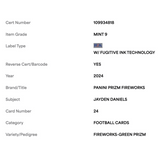 Jayden Daniels PSA 9 2024 Panini Prizm Fireworks Green Rookie RC Card #24