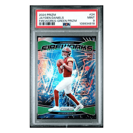 Jayden Daniels PSA 9 2024 Panini Prizm Fireworks Green Rookie RC Card #24