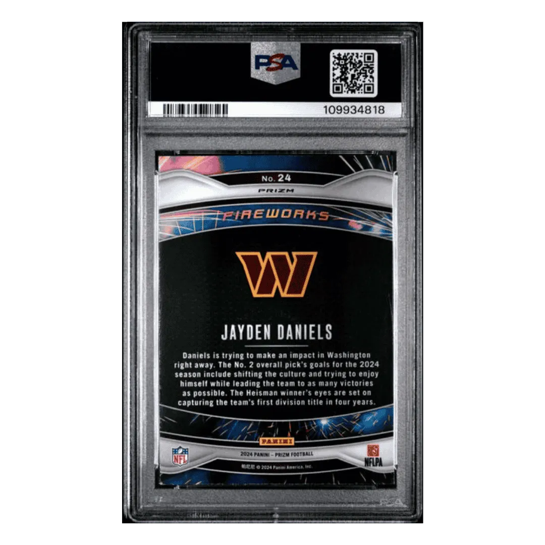 Jayden Daniels PSA 9 2024 Panini Prizm Fireworks Green Rookie RC Card #24