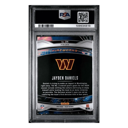 Jayden Daniels PSA 9 2024 Panini Prizm Fireworks Green Rookie RC Card #24